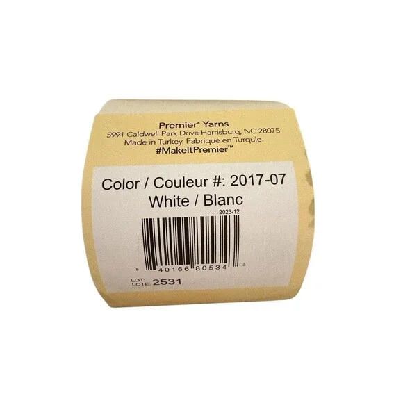 Premier Just Chenille Yarn White 65 Yds 1.76 Oz Super Bulky 2 Skeins Lot 2531 - Picture 7 of 8